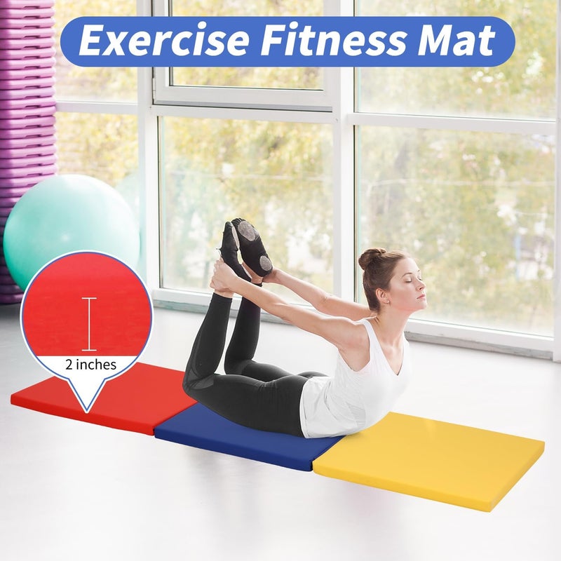 BLKMTY Gymnastics Mats - 2'x6' Folding Exercise & Yoga Mat with Carrying Handles for Kids' Tumbling & Home Gym - Image 3